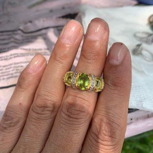Manchurian Peridot 18k over silver sz 6.5